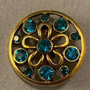 Elegant Gold and Blue Floral Brooch